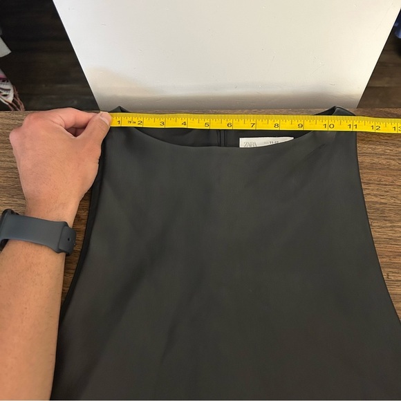 Zara Black Sleeveless girl dress faux leather 11-12 yrs - Picture 7 of 11